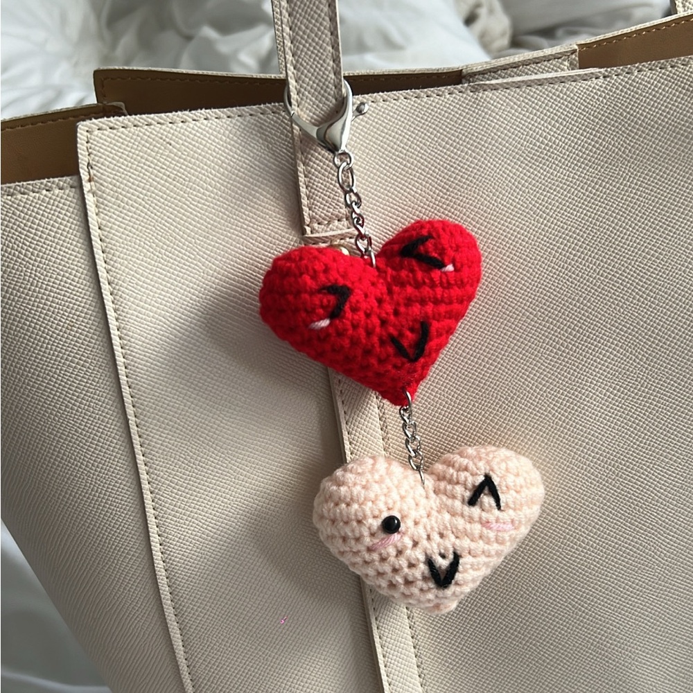 Handmade Heart Shaped Crochet Keychain Bag Charm - Picture 6 of 7